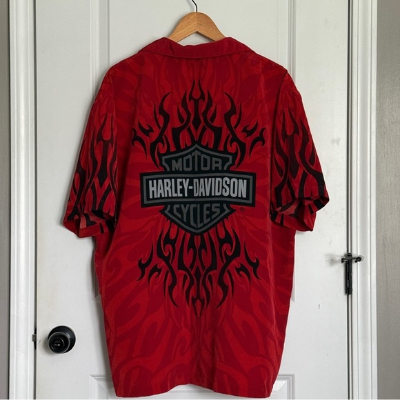 Vintage Harley-Davidson Motorcycle Flames Button Up Shirt Size XL - Picture 3 of 7